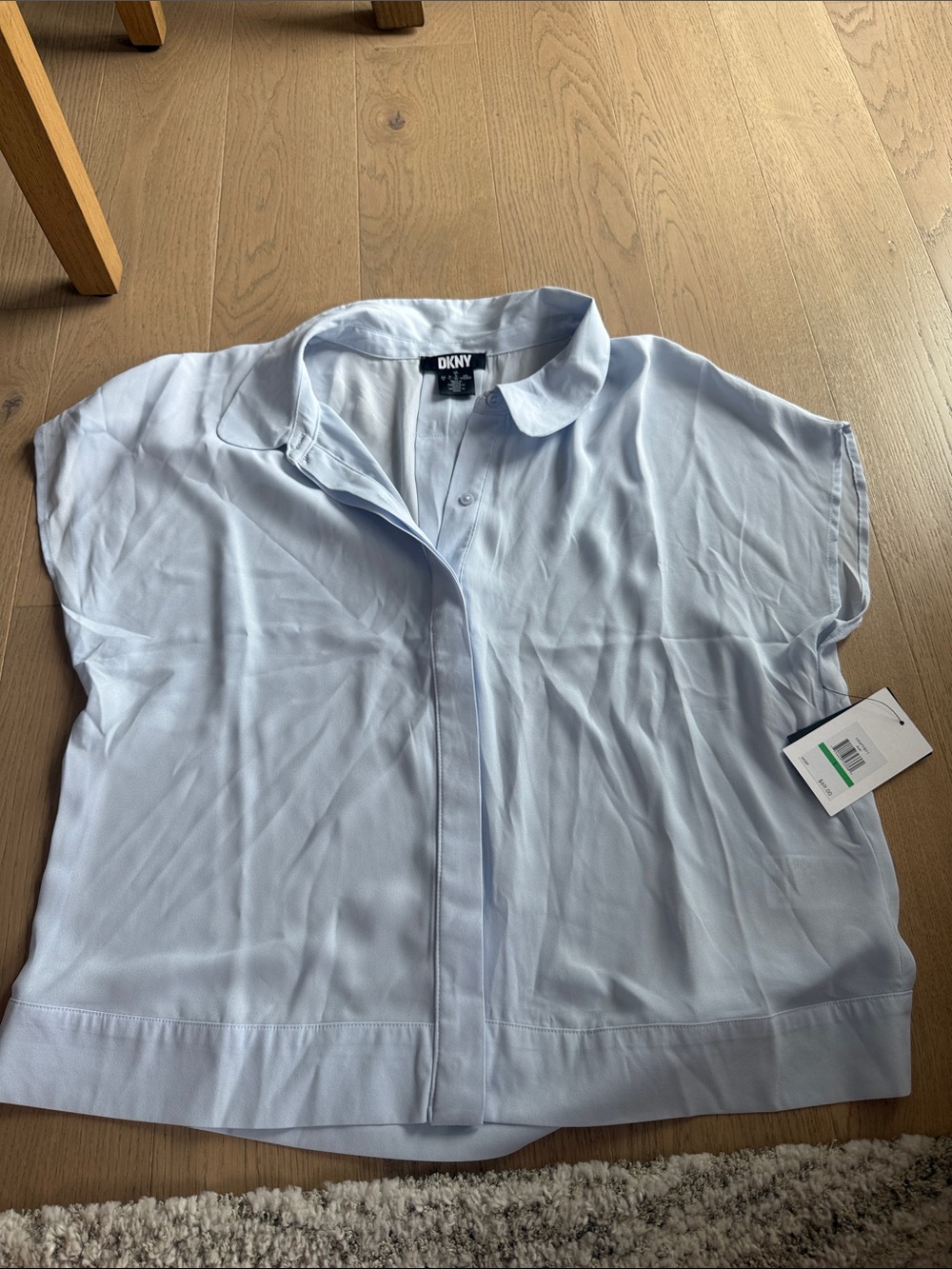 DKNY Light Blue Short Sleeve Button-Front Top